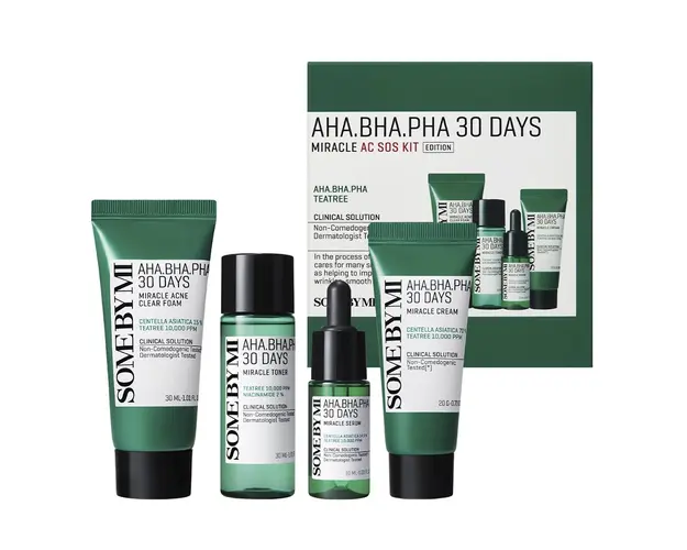 Kit S.O.S anti-imperfectiuni cu AHA-BHA-PHA Trouble line, 4 buc. - Some By Mi
