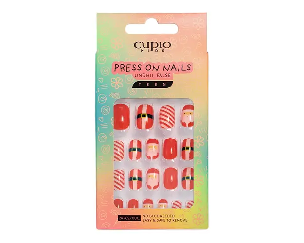Set unghii false pentru copii Cupio Kids TEEN - Santa Claus and Sweets