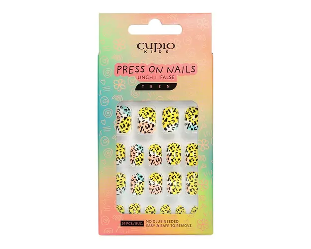 Set unghii false pentru copii Cupio Kids TEEN - Lovely Animal Pattern