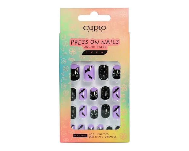 Set unghii false pentru copii Cupio Kids TEEN - The Cat Witch