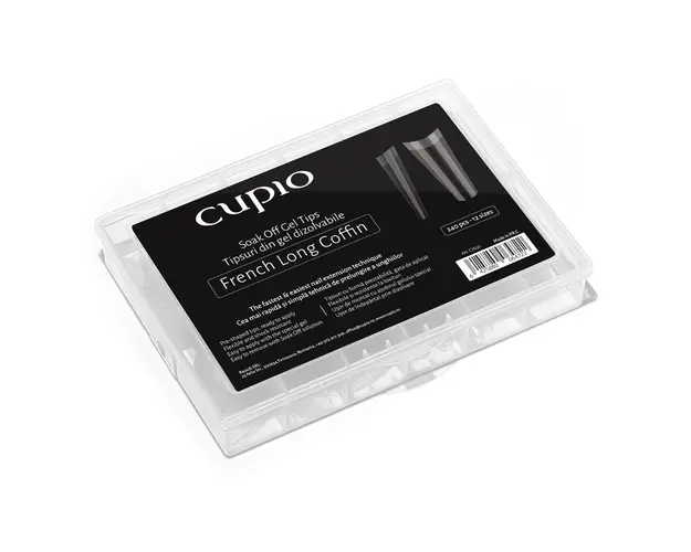 Tipsuri full nail dizolvabile set 240buc - French Long Coffin