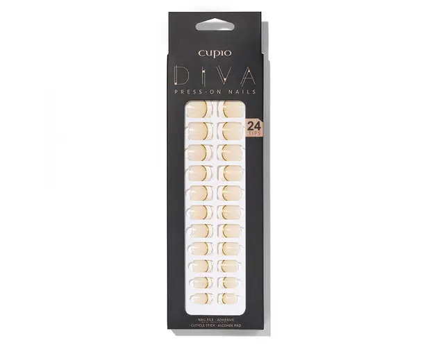 Set unghii false Cupio Diva - Gold Touch French