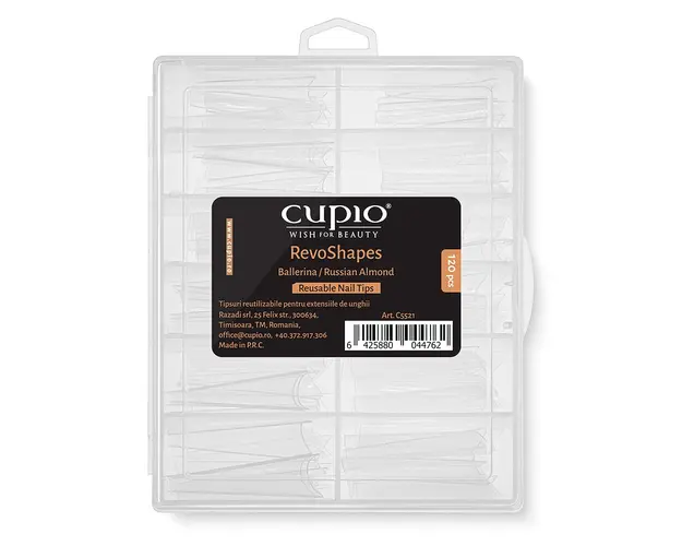 Tipsuri reutilizabile pentru extensii RevoShapes Ballerina/ Russian Almond set 120 buc