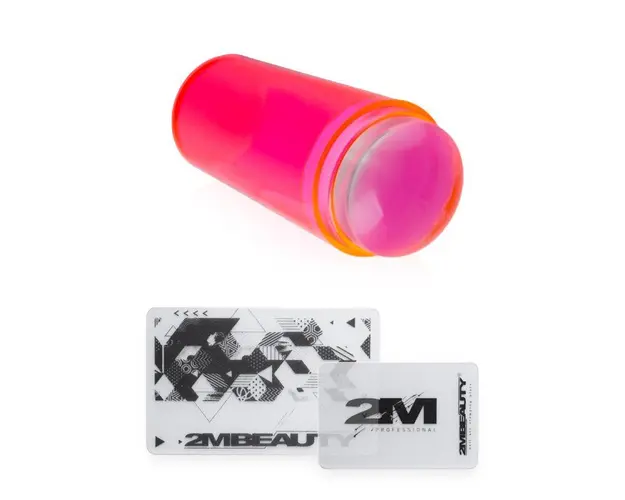 Stampila si raclete pentru unghii 2M - Clear Neon Red