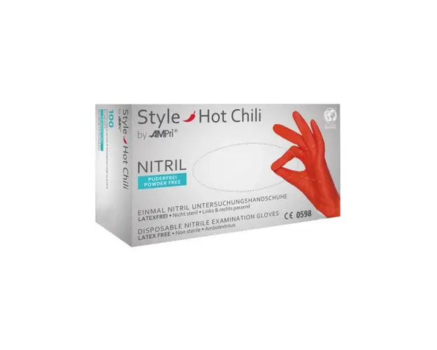 Manusi nepudrate din Nitril Rosu Coral 100 buc - marimea S