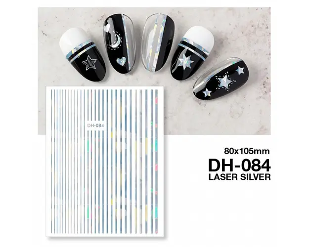 Matrita unghii autocolanta DH-084 - linii Laser Silver
