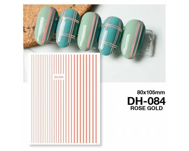 Matrita unghii autocolanta DH-084 - linii Rose Gold