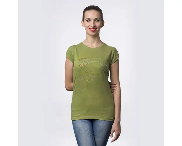 Tricou NailShop verde cu strasuri - L