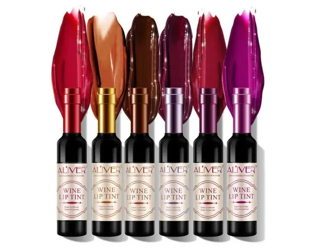 Set 6 Rujuri Premium Mate Rezistente la Transfer, Aliver Wine Lip Tint Waterproof, 7 g X 6 buc