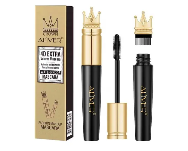 Mascara cu Efect de Gene False, Fibre de Matase si Perie pentru Curbare, Aliver 4D Extra Volume, Waterproof, Negru,10 g