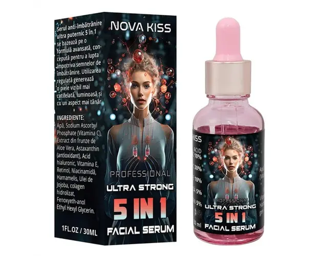 Ser Facial Profesional Ultra Puternic 5 in 1 cu Efect Anti-Imbatranire NOVA KISS , 30 ml