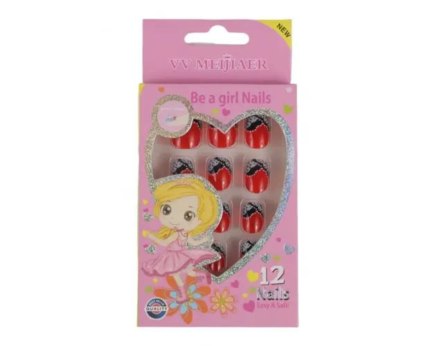 Set 12 Unghii False Pentru Copii, 28 Rosioare