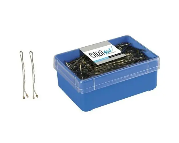 Agrafe ondulate de par, maro cu capat rotund 50 mm, 300 buc Eurostil