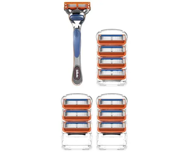 Aparat de Ras clasic, Gillette Fusion 5, Lamele Anti Frecare,11 Rezerve