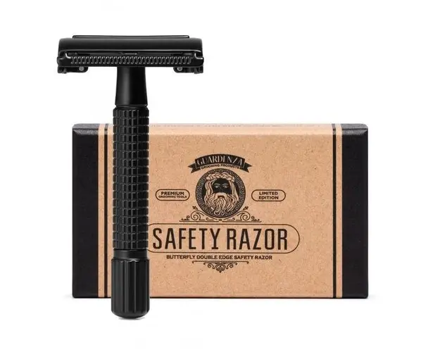 Aparat de ras clasic Guardenza din otel inoxidabil, culoare neagra