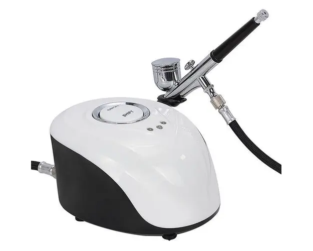 Aparat Mini Airbrush Tratamente Faciale, Kit cu Compresor si Pistol Nutritionare Ten, Lifting si Ingrijire, 25 PSI, Pistol Machiaj cu Pulverizare, Tatuaj Temporar