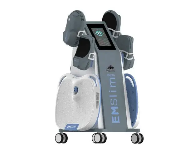 Aparat Tesla EMS Sculpt HI-EMT si RF Remodelare corporala, Creare Masa Musculara, Tonifiere Abdomen, 2 Manipuli, Slabire intensiva, Body shaping EMS NEO5