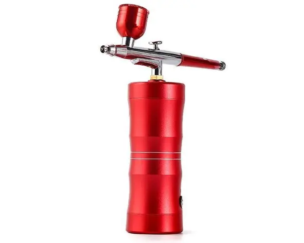 Aparat Tratamente Cosmetice Airbrush Spray Pulverizator Multiple Utilizari, Aerograf portabil Nutritie Ten, Lifting, Red Walla