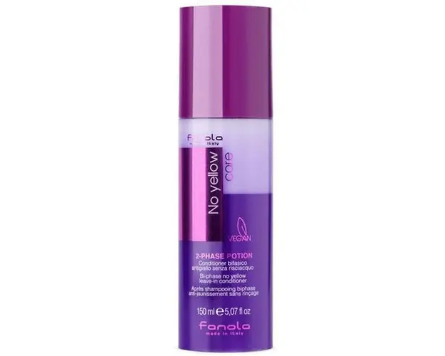 Balsam Bifazic Fara Clatire Impotriva Nuantelor de Galben - Fanola Care No Yellow 2-Phase Potion Bi-phase No Yellow Leave-in Conditioner, 150 ml
