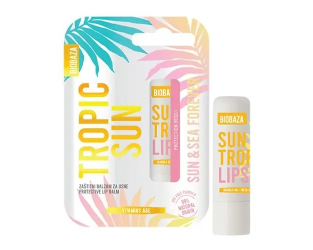 Balsam de Buze pentru Protectie Solara cu Betacaroten - Biobaza Tropic Sun, 4.5 g