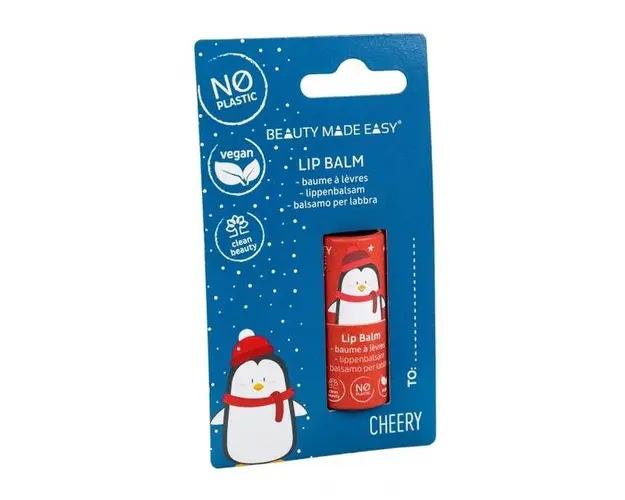 Balsam de Buze Vegan Zero Plastic Lip Balm Cherry Beauty Made Easy - Editie Limitata de Craciun, 5,5 g