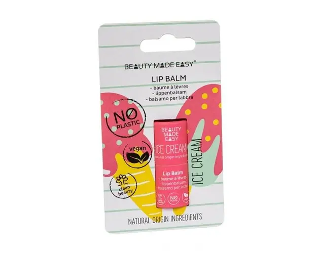 Balsam de Buze Zero Plastic cu Aroma de Inghetata Lip Balm Ice Cream Beauty Made Easy, 5,5 g