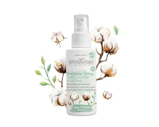 Balsam Leave-in Spray cu Flori de bumbac MaterNatura, 150ml
