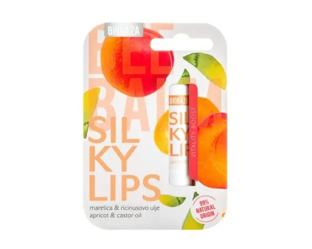 Balsam Natural de Buze cu Ulei de Ricin si Caise- Biobaza Silky Lips, 4.5 g