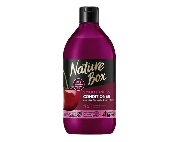 Balsam pentru Netezirea Parului Rebel - Nature Box Smoothness Conditioner with Cold Pressed Cherry Oil, 385 ml