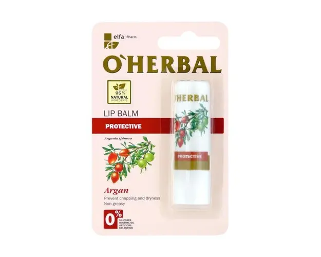 Balsam Protector pentru Buze cu Ulei de Argan O&#039;Herbal, 4.8g