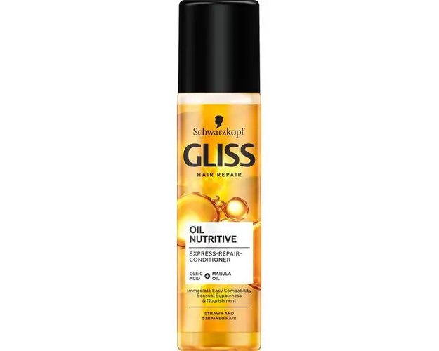 Balsam Spray Nutritiv pentru Par Stresat si Agasat - Schwarzkopf Gliss Hair Repair Oil Nutritive Express-Repair-Conditioner, 200 ml