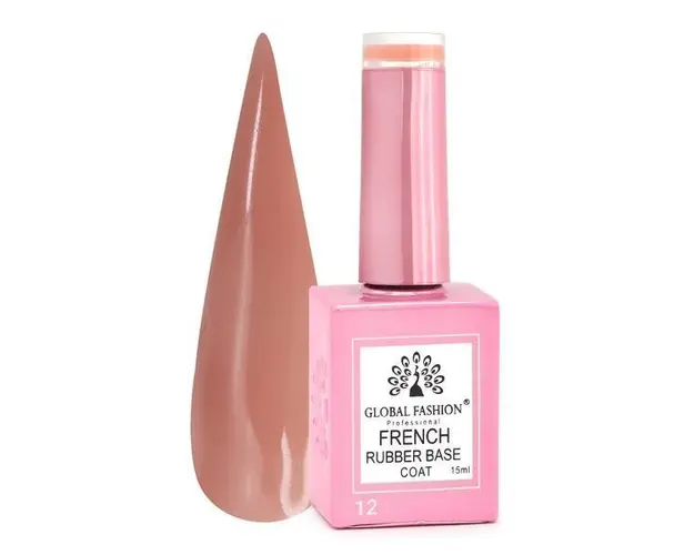 French Rubber Base Coat, Global Fashion, 15 ml, Nude 12