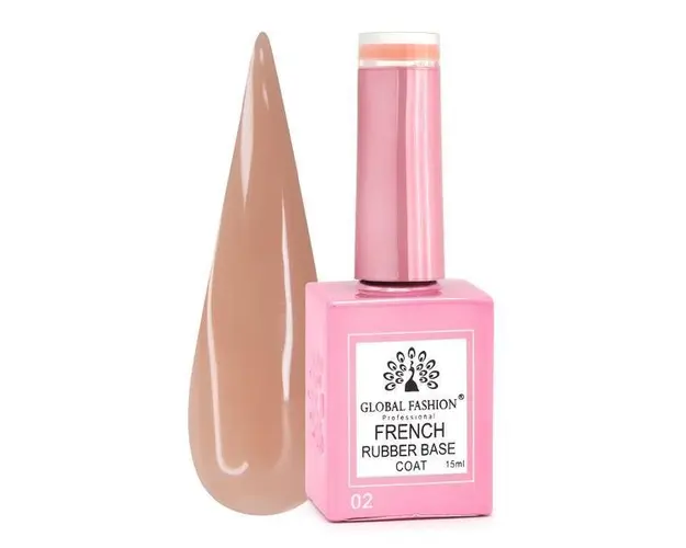 French Rubber Base Coat, Global Fashion, 15 ml, Nude 02