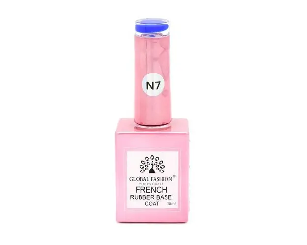 Baza Rubber Base Coat, French Neon, Global Fashion, 15 ml, Albastru 07