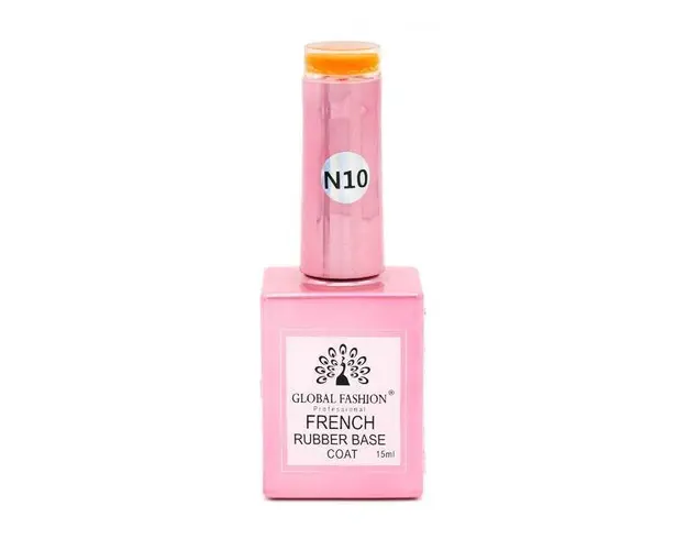 Baza Rubber Base Coat, French Neon, Global Fashion, 15 ml, Portocaliu 10