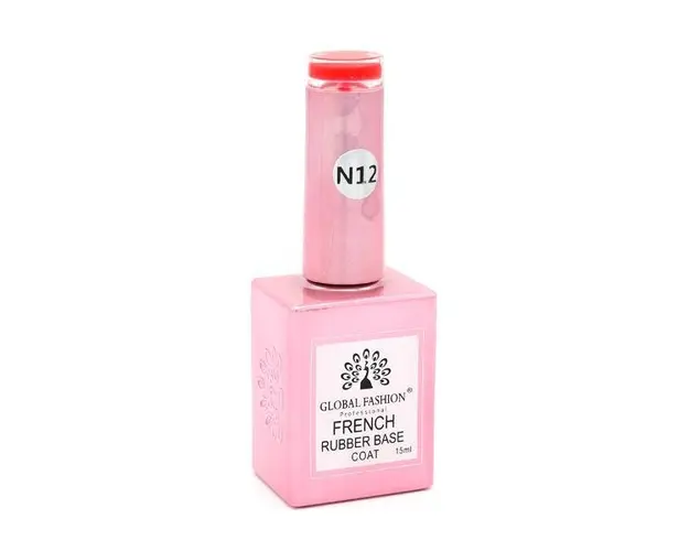 Baza Rubber Base Coat, French Neon, Global Fashion, 15 ml, Rosu 12