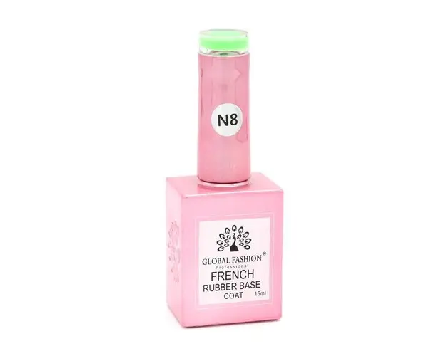 Baza Rubber Base Coat, French Neon, Global Fashion, 15 ml, Verde 08
