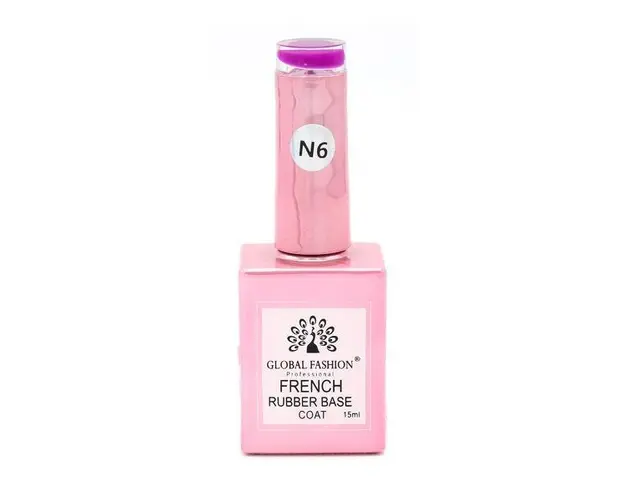 Baza Rubber Base Coat, French Neon, Global Fashion, 15 ml, Violet 06