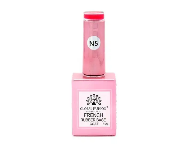 Baza Rubber Base Coat, French Neon, Global Fashion, 15ml, Rosu 05