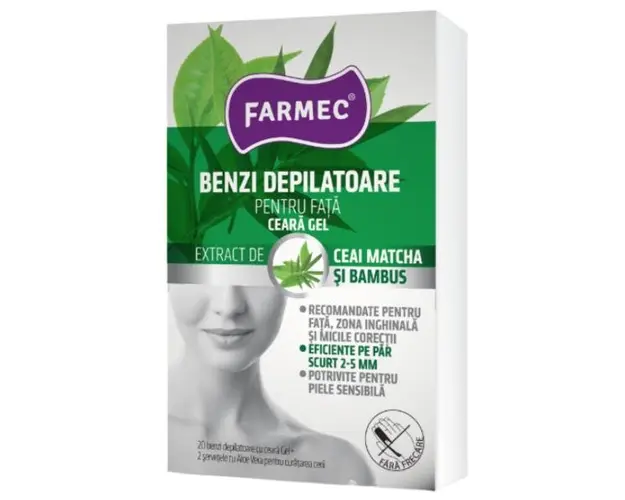 Benzi Depilatoare cu Ceara-Gel pentru Fata Farmec, 20buc
