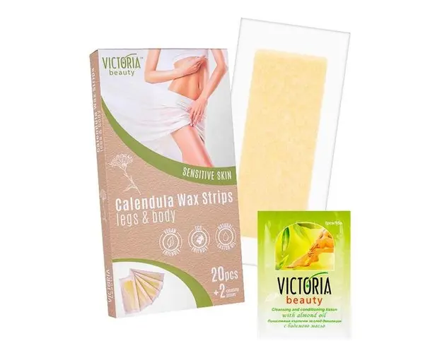 Benzi Depilatoare cu Ceara pentru Pielea Sensibila cu Galbenele Victoria Beauty Camco, 20 buc
