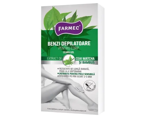 Benzi Depilatoare pentru Corp cu Ceara Gel Farmec, 16buc