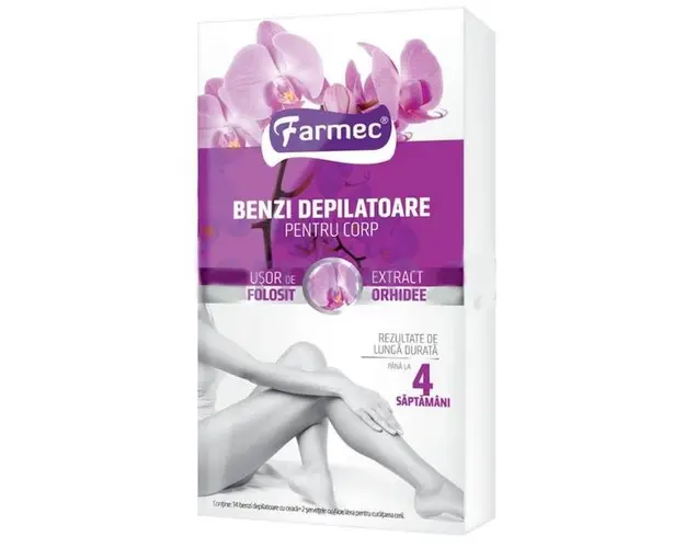 Benzi Depilatoare pentru Corp cu Extract de Orhidee Farmec, 14 buc
