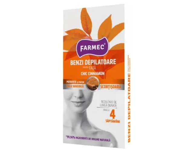 Benzi Depilatoare pentru Fata cu Scortisoara Farmec Chic Cinnamon, 20buc