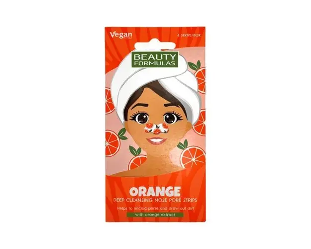 Benzi vegane cu extract de portocale pentru curatarea porilor de pe nas, 6 buc. Beauty Formulas