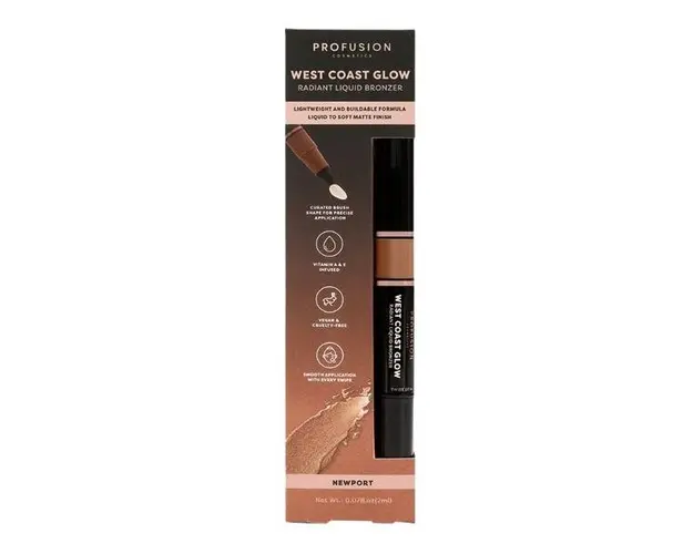 Bronzer Lichid Radiant - Profusion Cosmetics West Coast Glow Radiant Liquid Bronzer, nuanta Newport, 2 ml