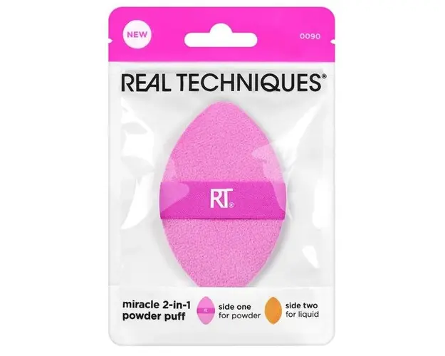 Buretel de Machiaj Multifunctional - Real Techniques Miracle 2-in-1 Powder Puff, 1 buc