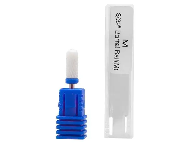 Capat pentru freza electrica, bit ceramic, forma cilindru rotunjit, albastru, mediu, M 3/32 Barrel Ball (M)