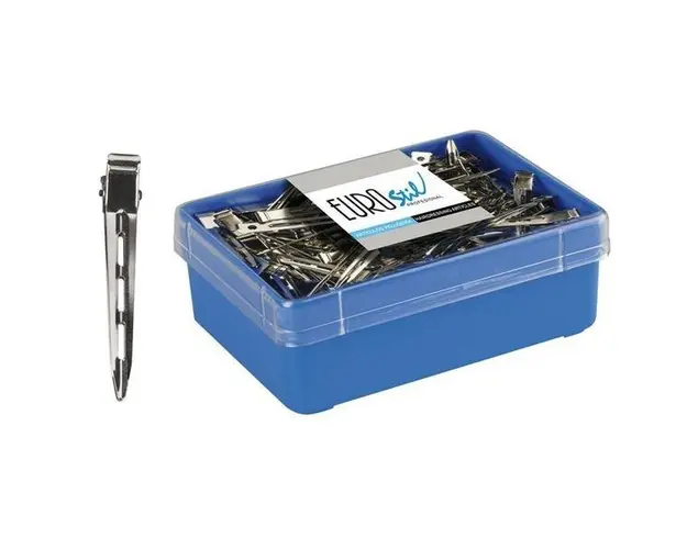 Clipsuri mari pentru par, din metal 6.5 cm - 120 buc Eurostil