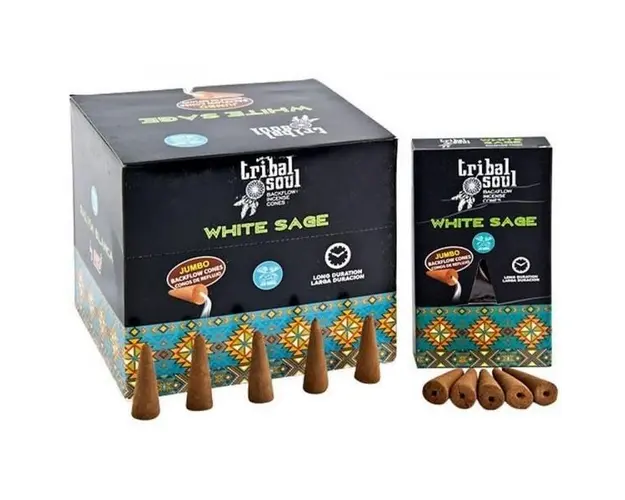 Conuri Parfumate Backflow White Sage Tribal Soul, 10 buc jumbo